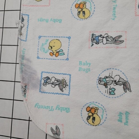 Flannel Receiving Blanket, Baby Looney Toons, Bugs, Tweedy‎ Bird, 1990s Vintage - Picture 6 of 9
